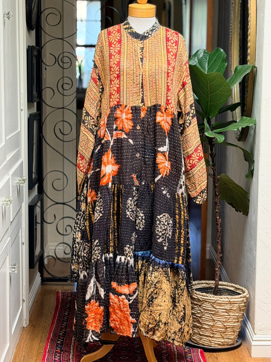 Kantha Majestic Duster Dress in October Flower