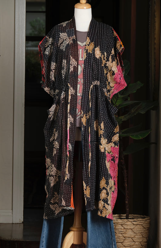 Drawstring Vest in Japanese Leaf