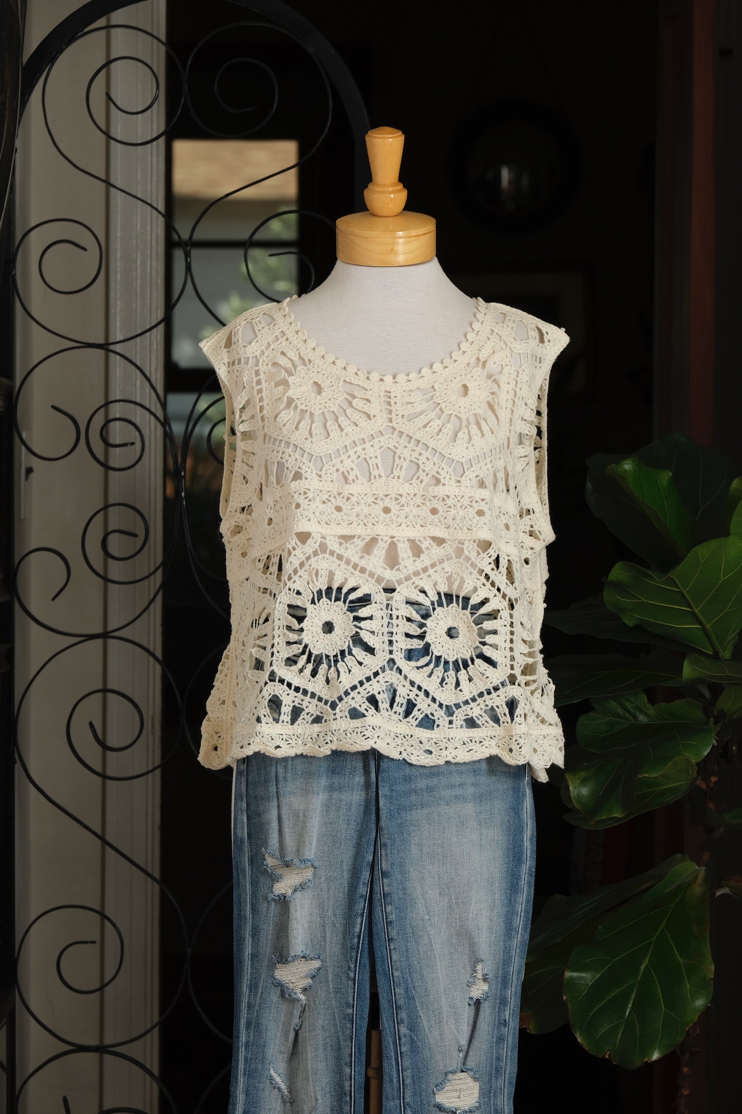 Lullaby Crochet Tank in Ivory