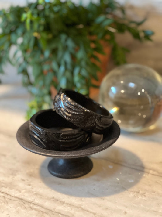 Bangle Bracelet in Carved Black