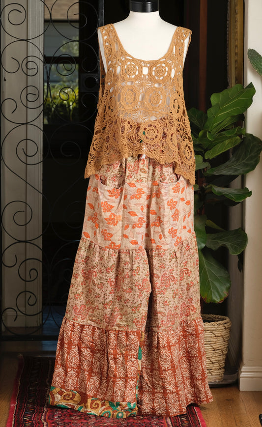 Pocket Pant in Apricot Flower