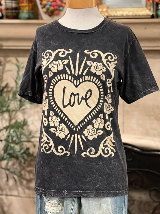 Vintage Love T in Faded Black