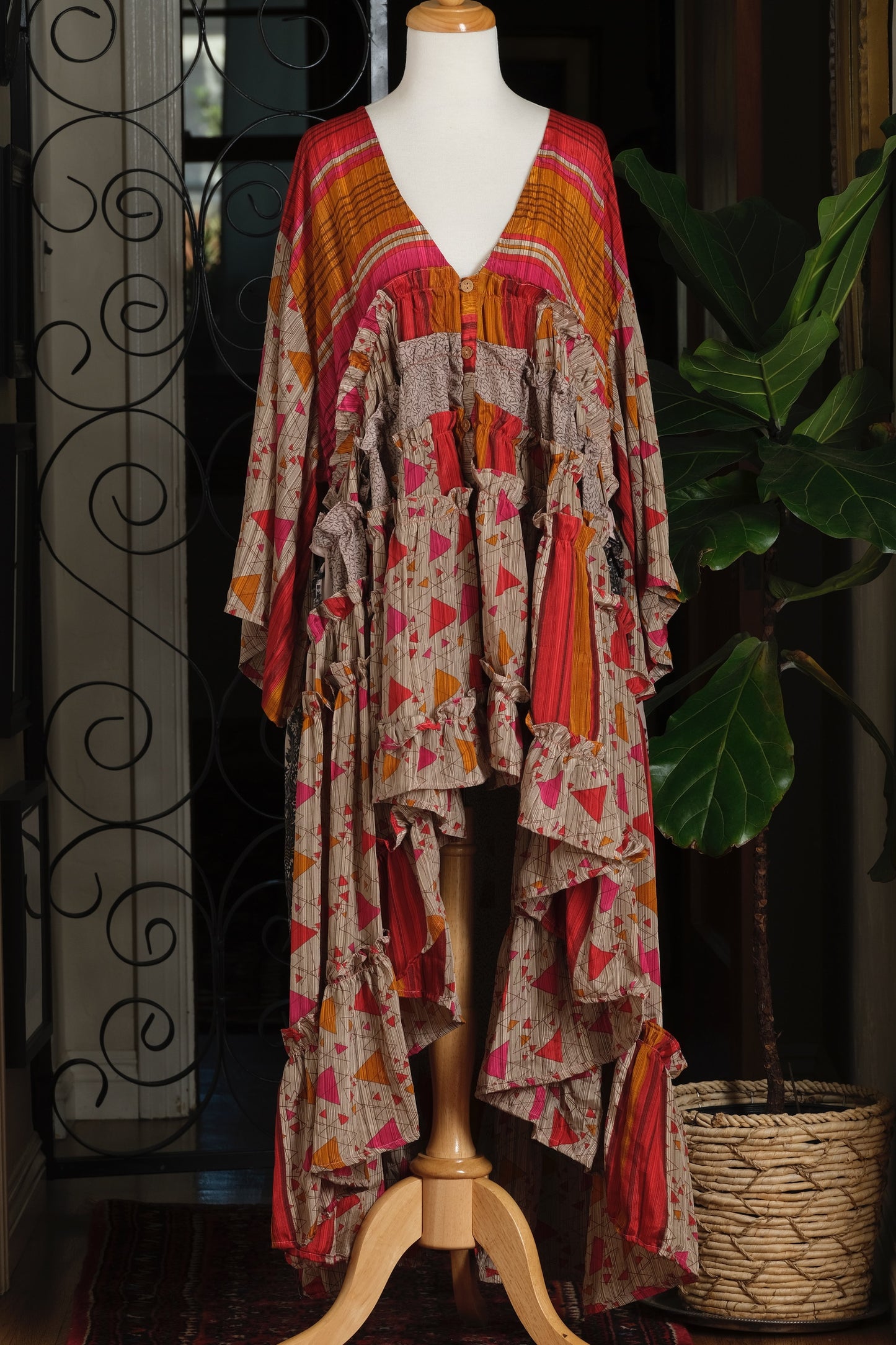 Rhiannon Dress in Geometric Reds