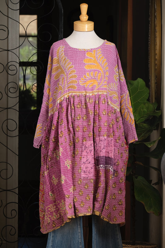 Midi Dress in Gold Kissed Violet