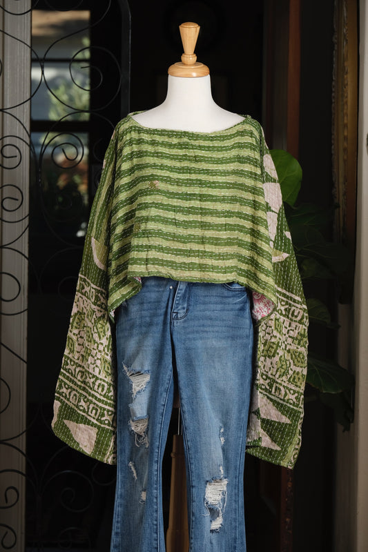 Crop Top in Green Stripe