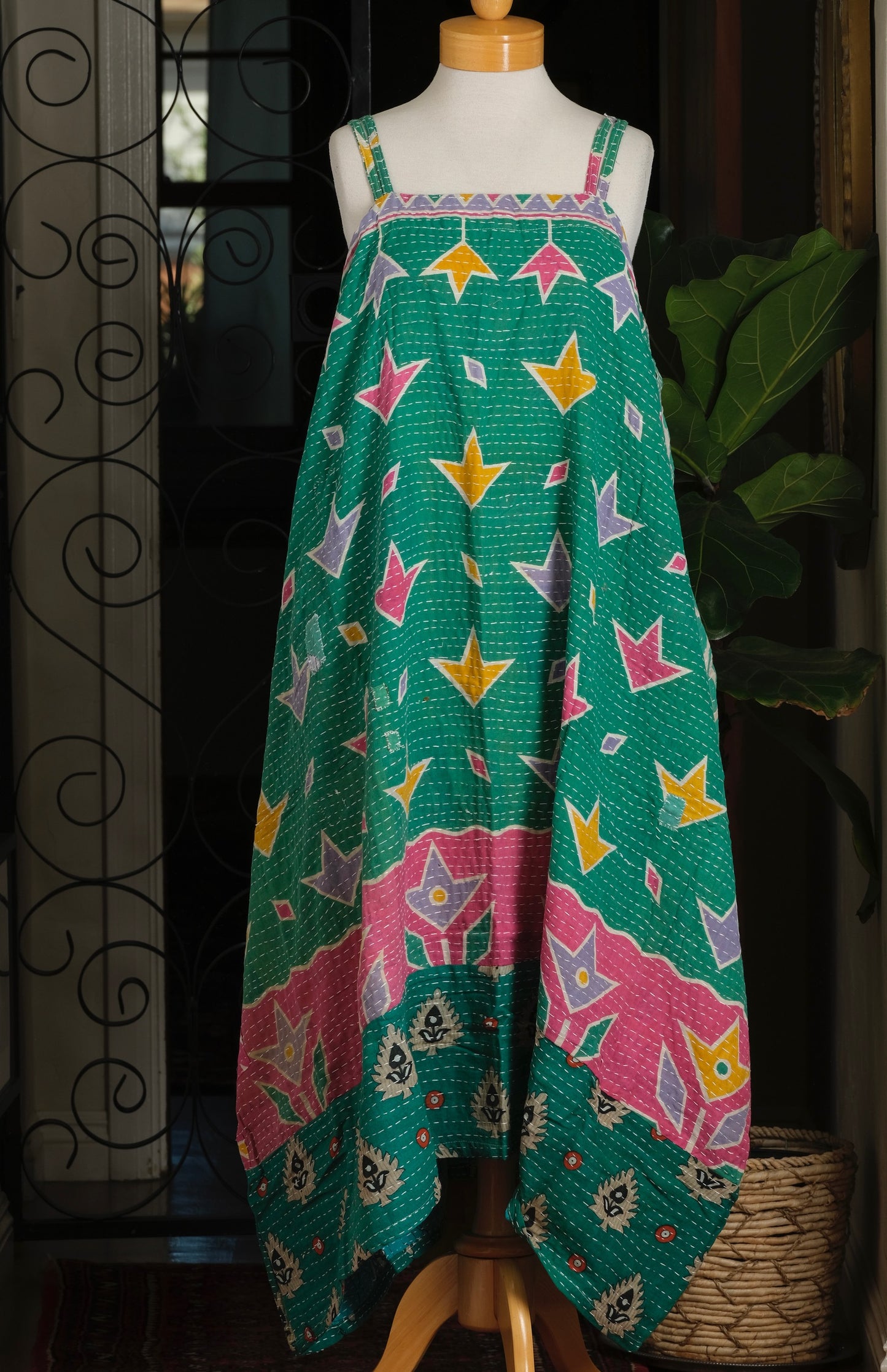 Kantha Maxi Dress in Abstract Tulip