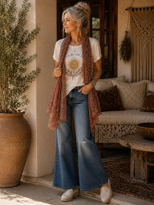 Rust Floral Scarf – Chateau Bel Age Boutique