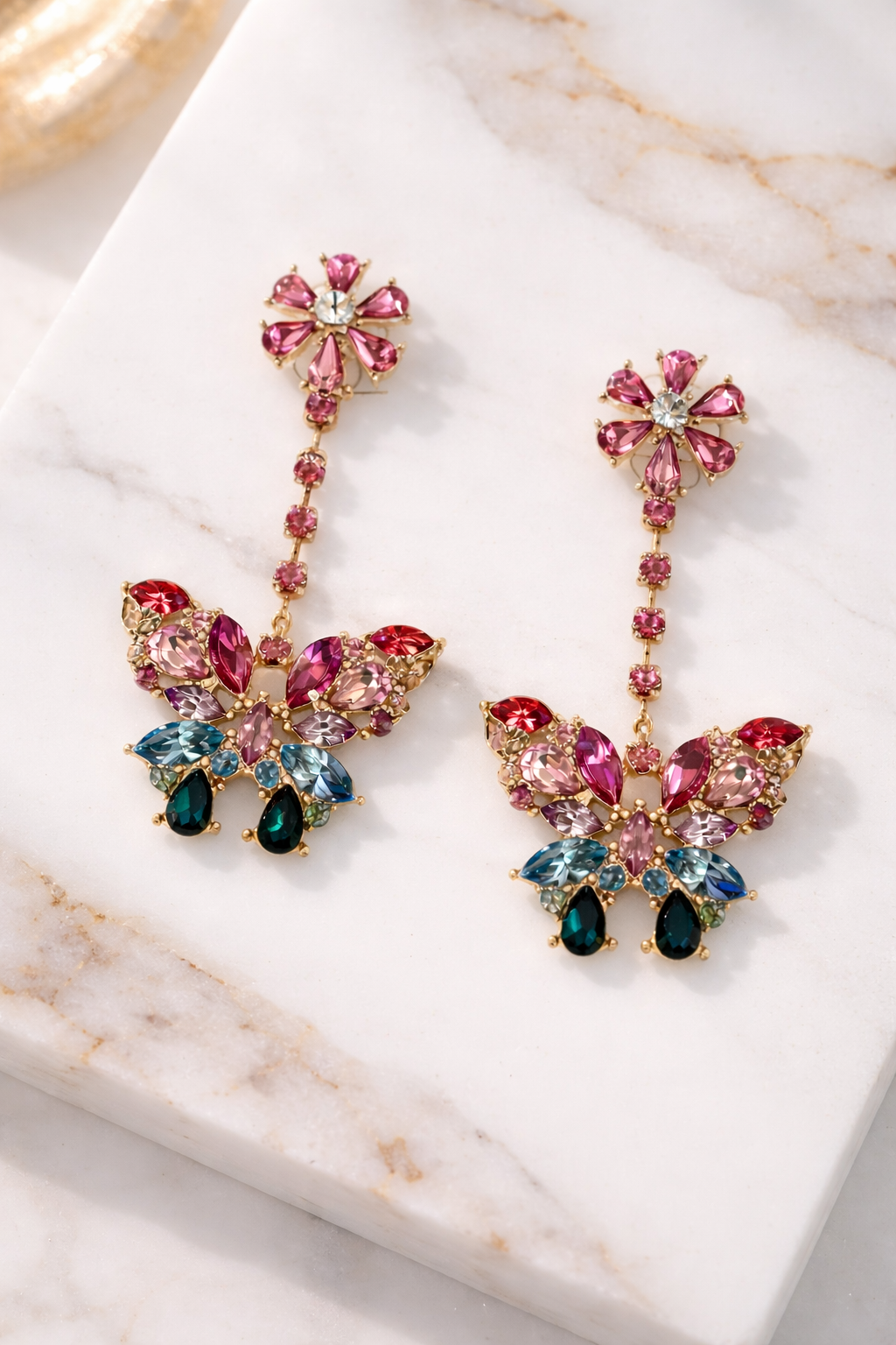Multi stone Butterfly Earrings
