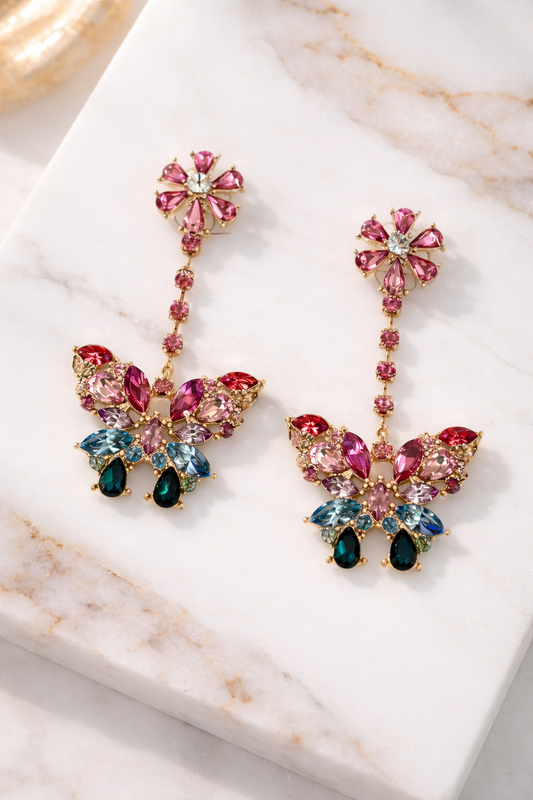 Multi stone Butterfly Earrings