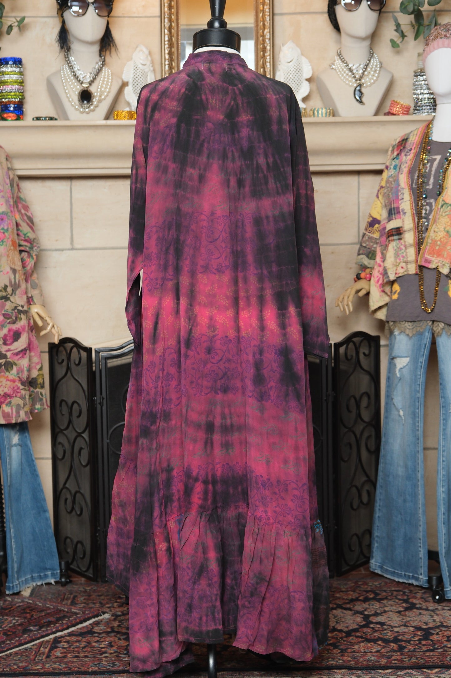 Lotus Duster Dress in Magenta Smoke