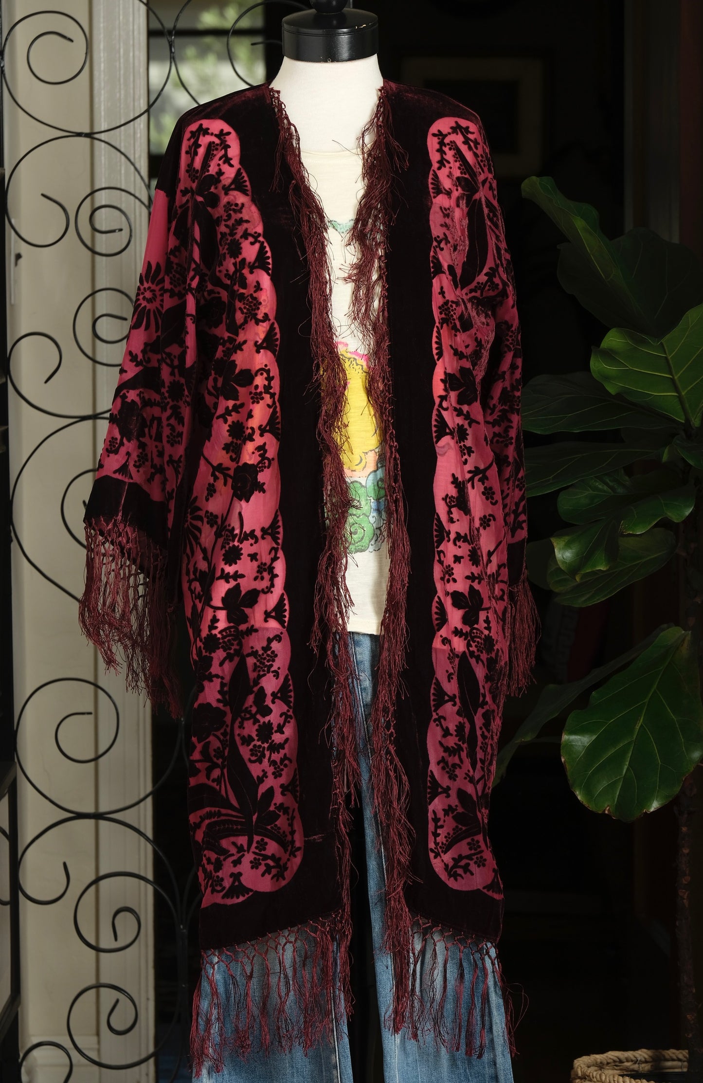 Burnout Duster in Merlot Flowers