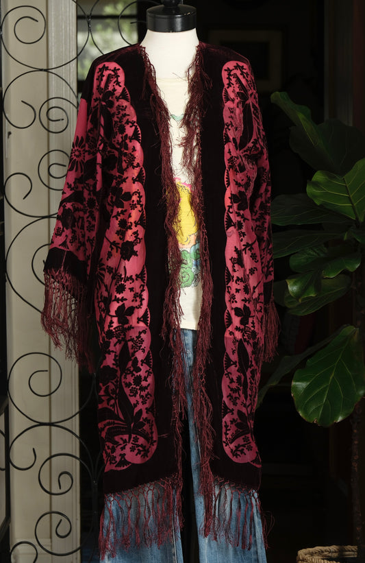 Burnout Duster in Merlot Flowers