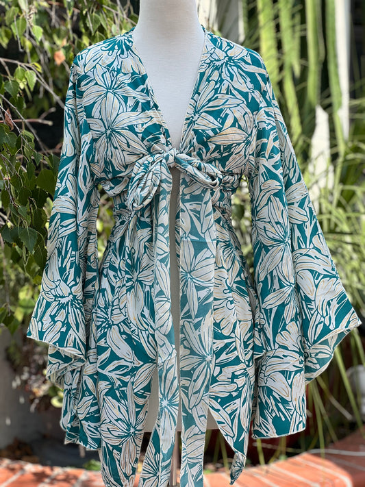Angel Tie Top in Teal Summer