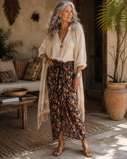 Wildflower Noir Sarong – Chateau Bel Age Boutique