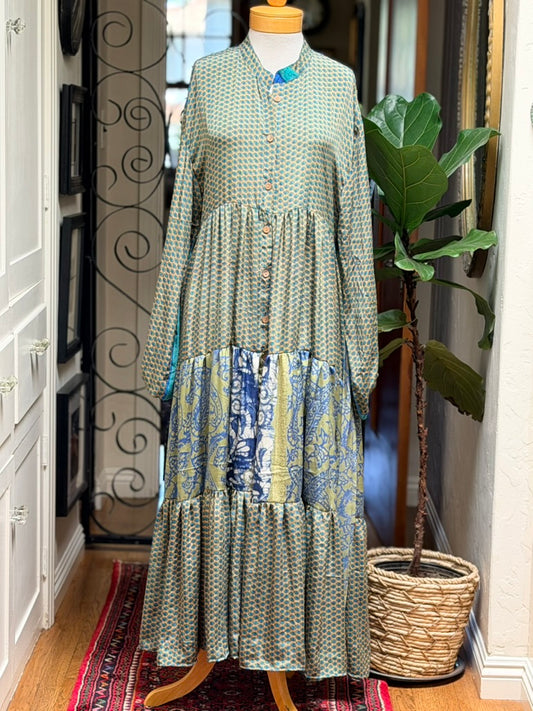 Silk Majestic Duster Dress in Blue Menswear