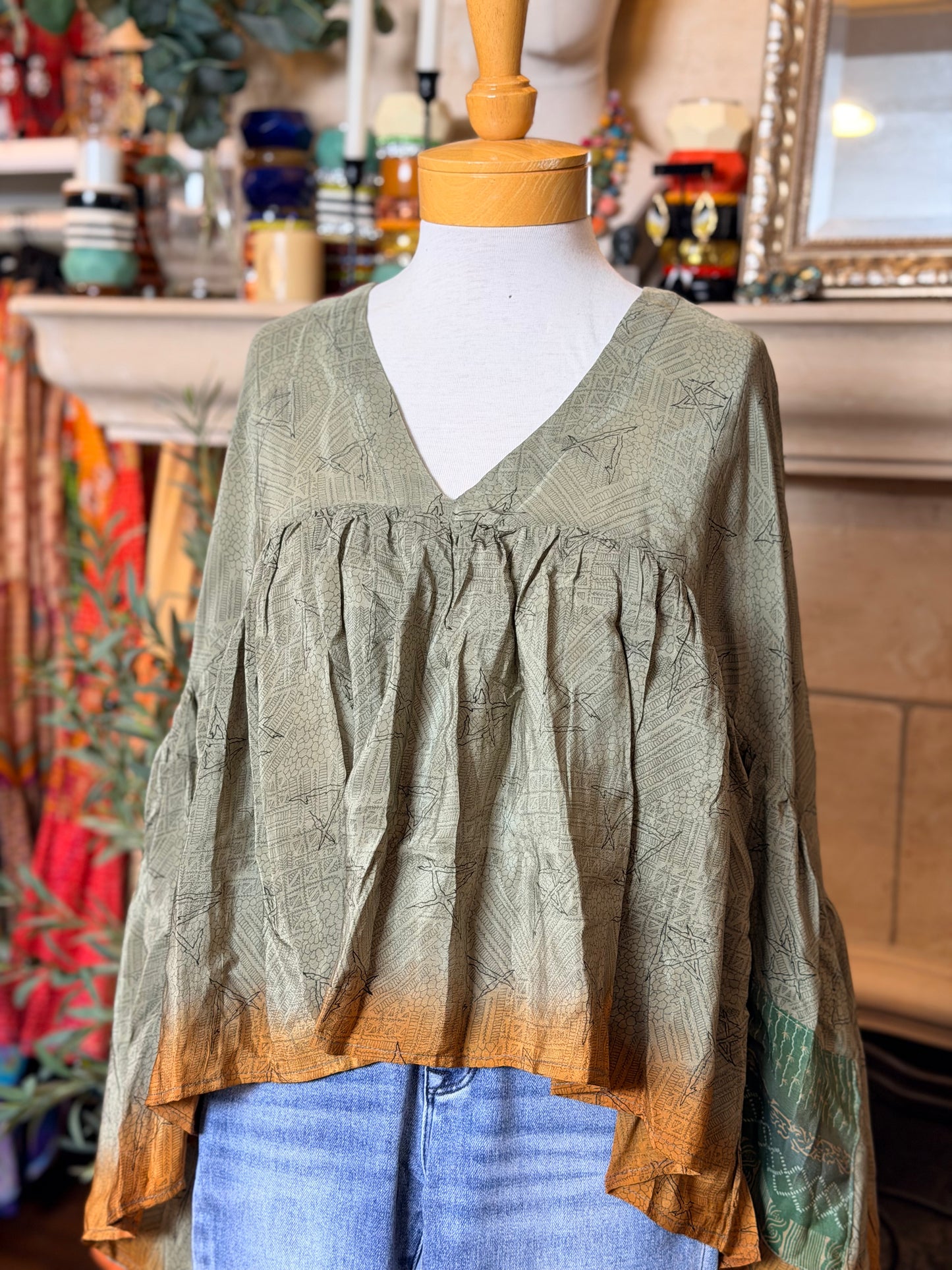 Gold Dust Crop Top in Olive Sunset