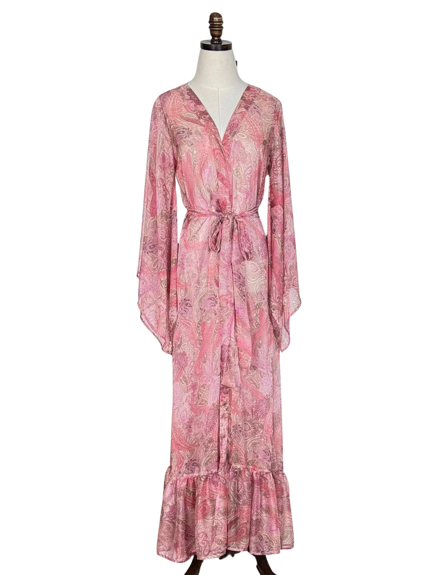 Janys Scarf Sleeve Kimono In Blushing Paisley by JGrace