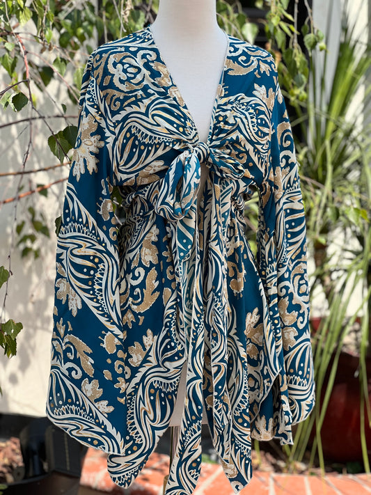 Angel Tie Top in Gold Kissed Teal