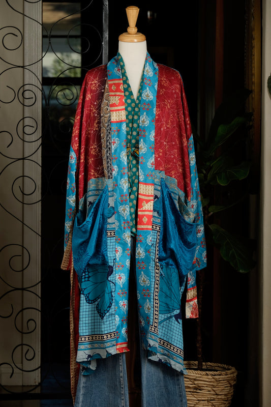 Silky Pocket Duster in Turquoise Dream