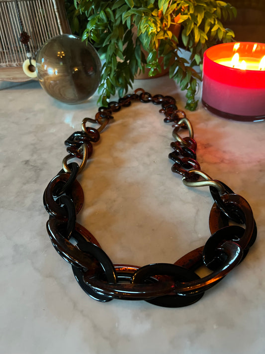 Bold Chain Necklace in Tortoise Shell Mix