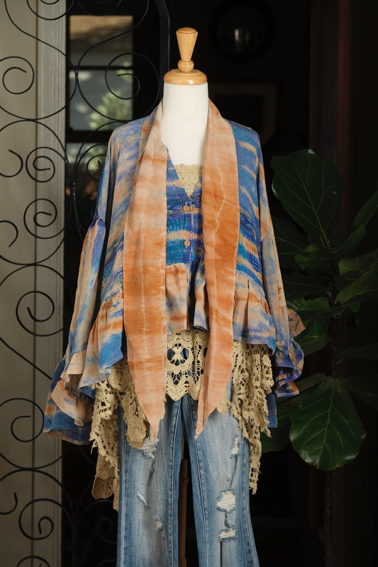 Ruffled Gypsy Top in Indigo Ombre