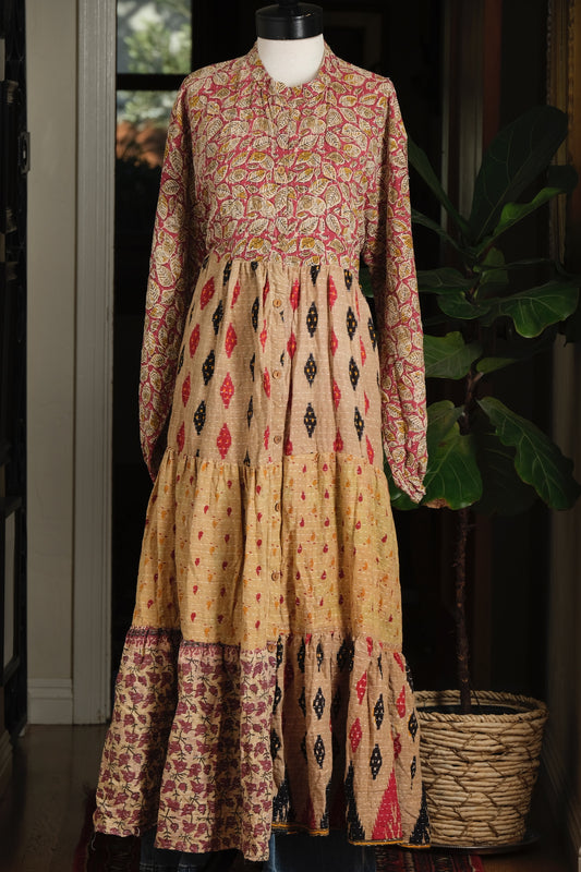 Majestic Duster Dress in Natural Red Leaf