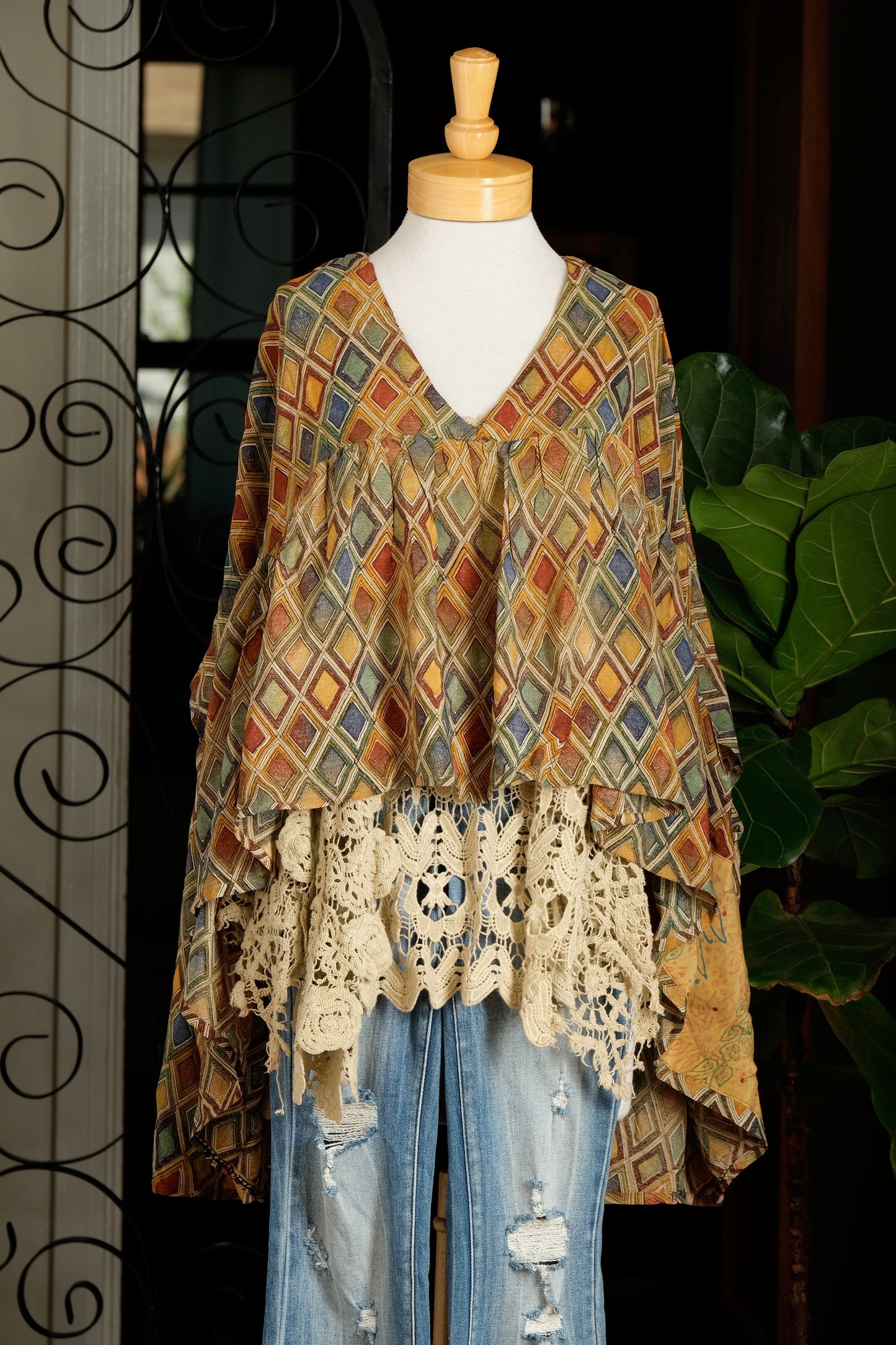 Gold Dust Crop Top in Terracotta Diamond