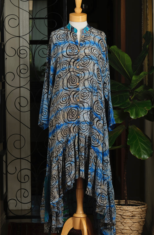 Lotus Duster Dress in Blue Hypnotic