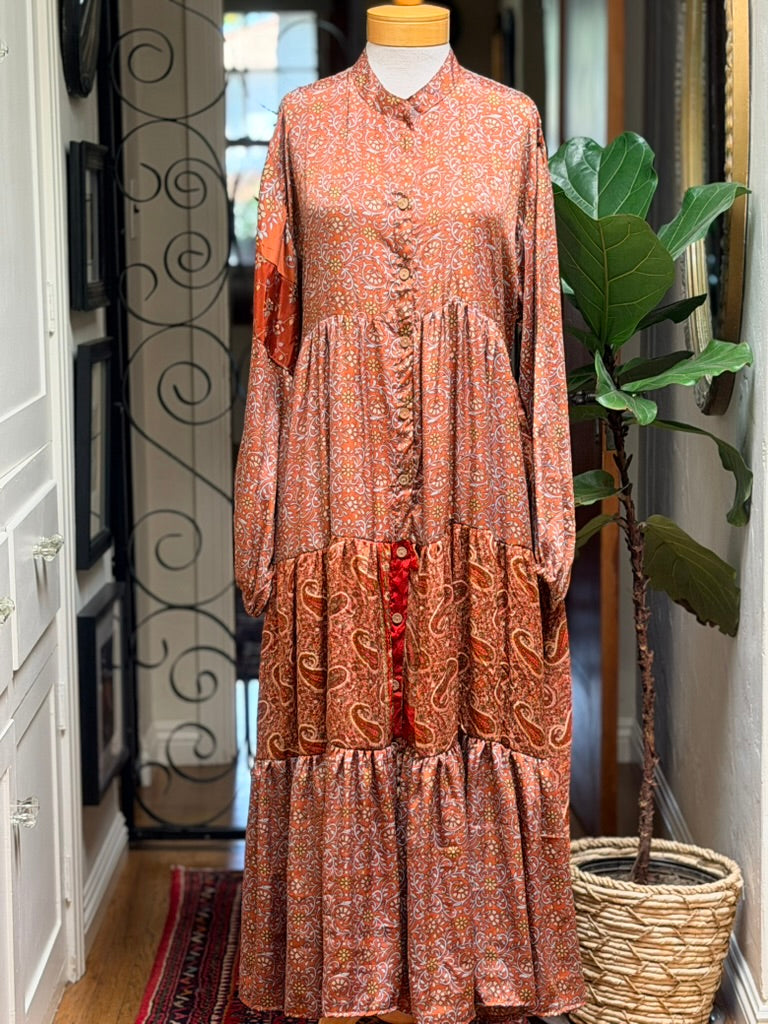 Silk Majestic Duster Dress in Spice Flower