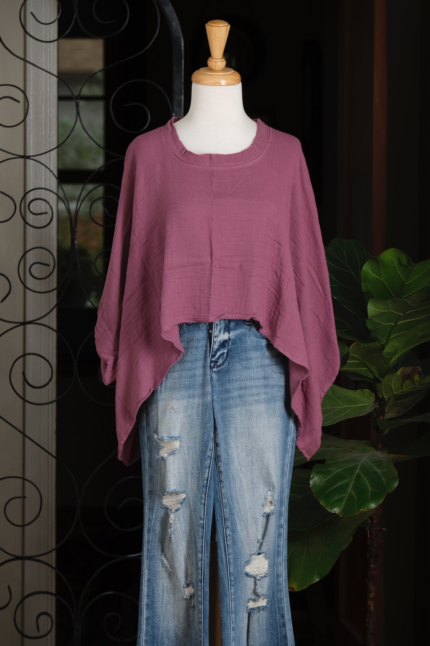 Crop Cotton T in Plum