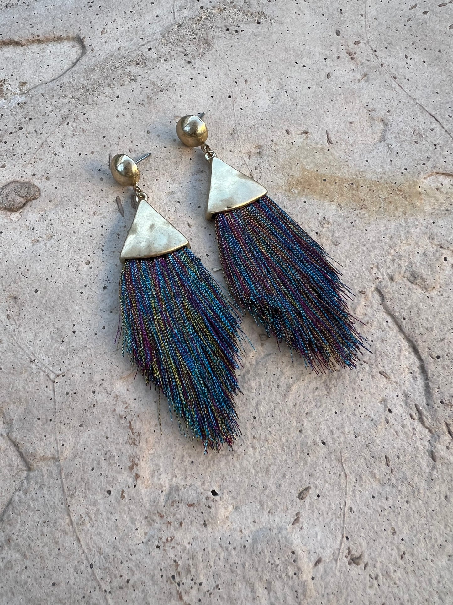Tassel Earring in Dark Rainbow