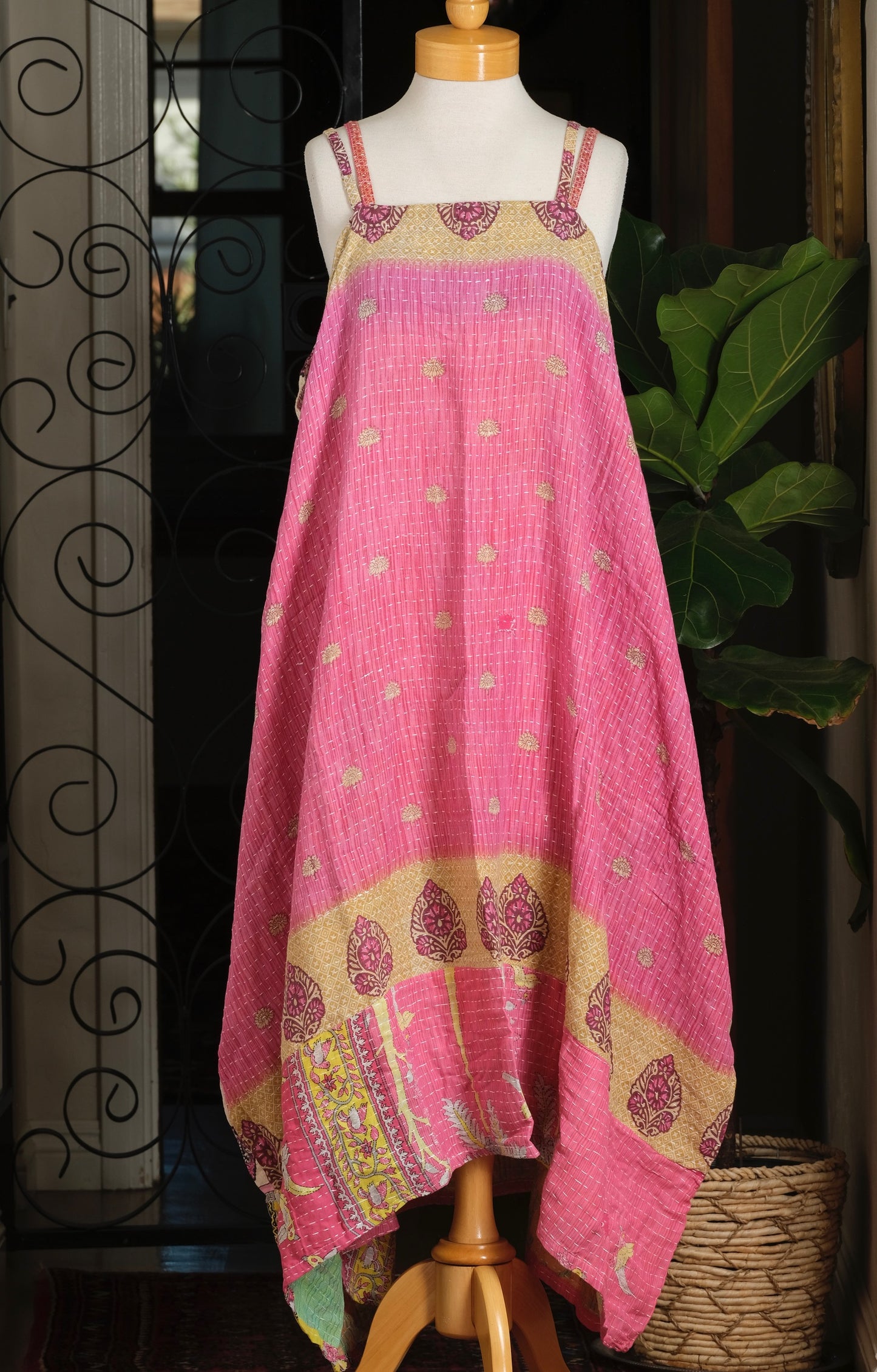 Kantha Maxi Dress in Little Gold Bird