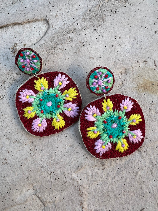 Folk Art Embroidery Earring