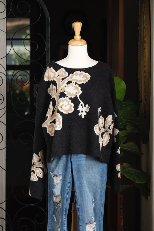 Black Sweater in Blooming Branch