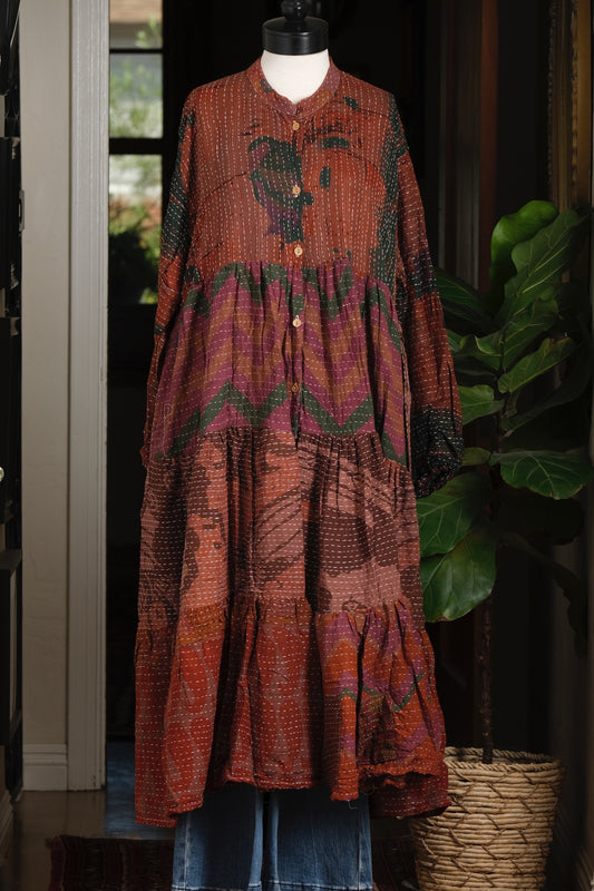 Majestic Duster Dress in Nutmeg Flower