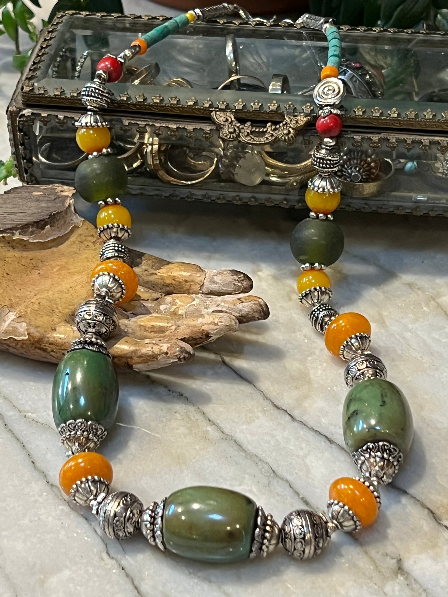 Layering Necklace in Mystic Green