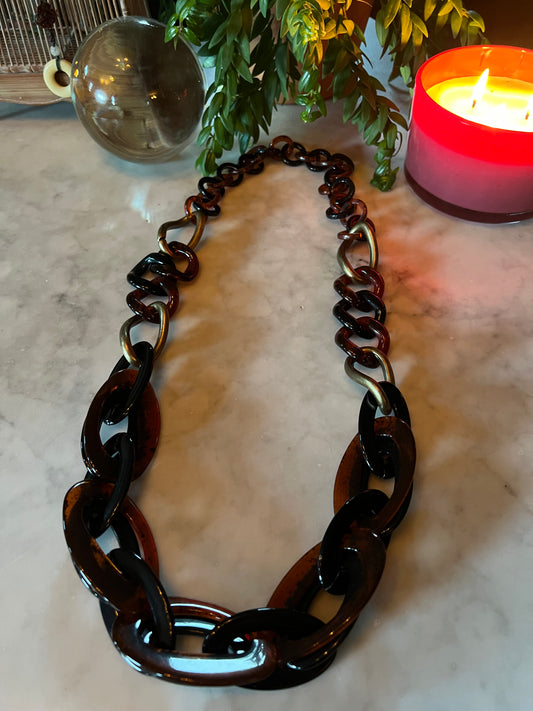 Bold Chain Necklace in Tortoise Shell Mix