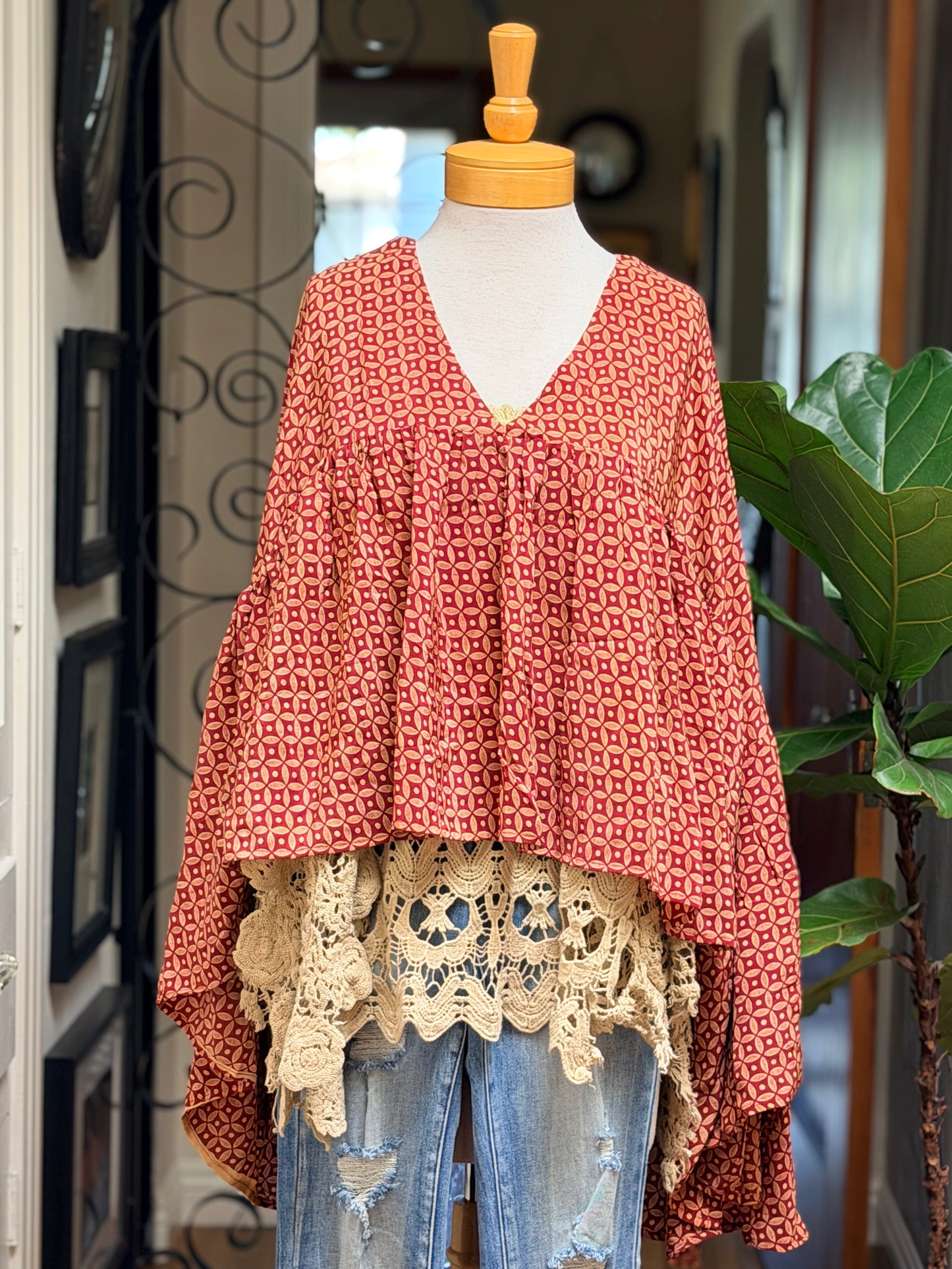 Gold Dust Crop Top in Kaleidoscope Long Sleeve