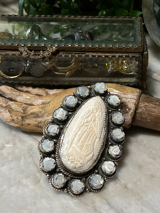 Oversized Guadalupe Ring with Roses 1453, 1454