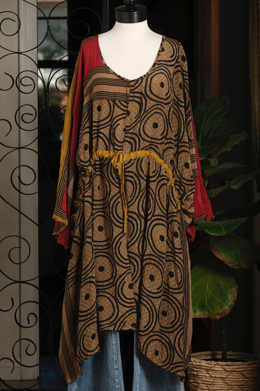 Drawstring Tunic in Circles and Dots