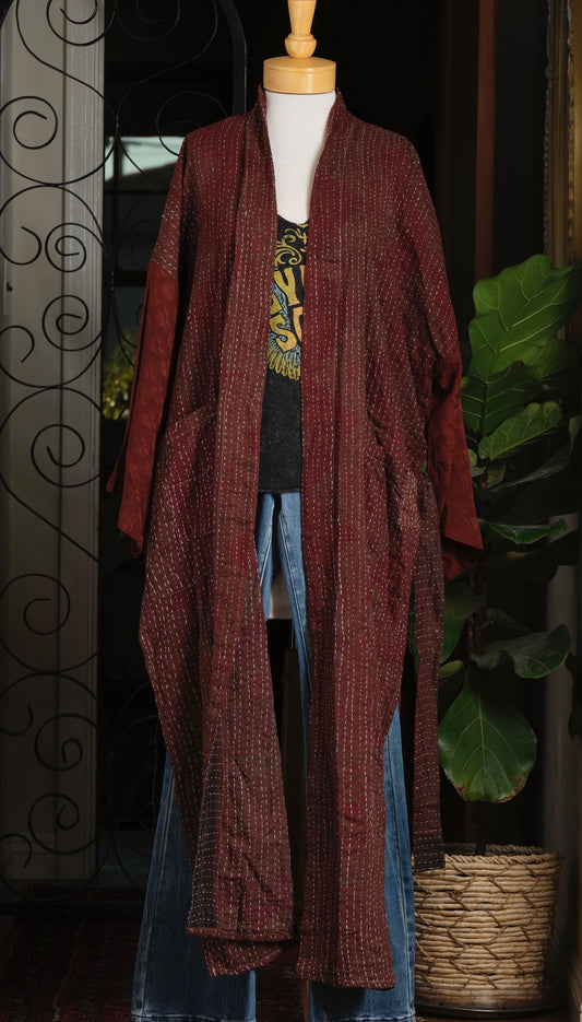 Silk Sleeve Duster in Rusted