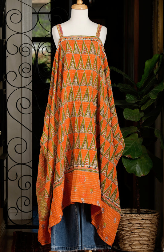 Kantha Maxi Dress in Little Trees
