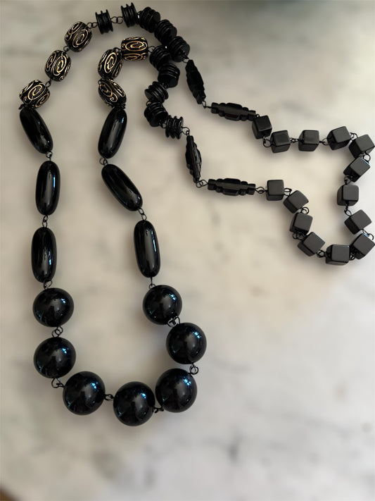 Rosary Necklace in Black Martini