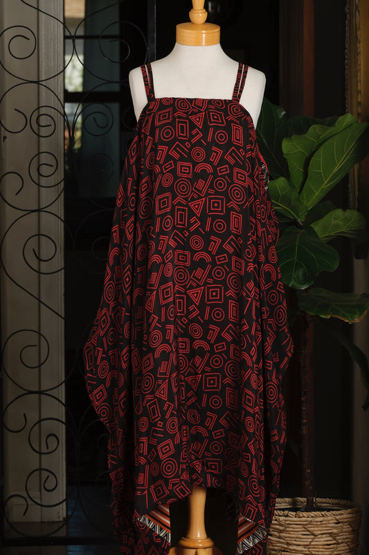 Shine Maxi Dress in Geometric Red