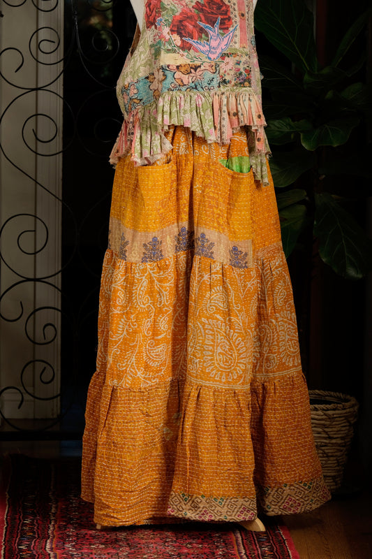 Pocket Pant in Marigold Flourish