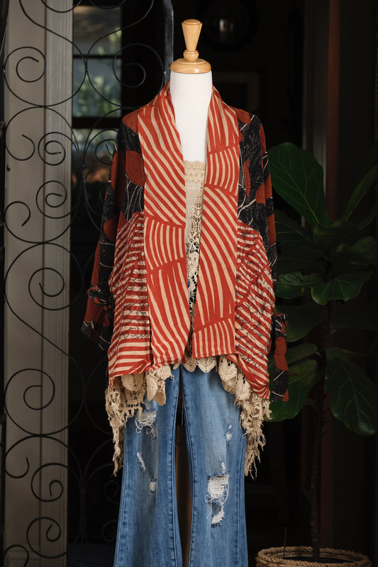 Tie Top in Rust Stripe Poppy