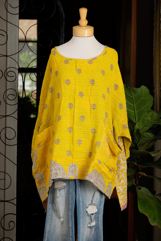 Kantha Pullover in Lemon Sunshine