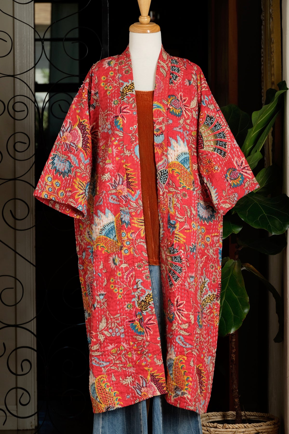 Cotton Coat in Red Lotus