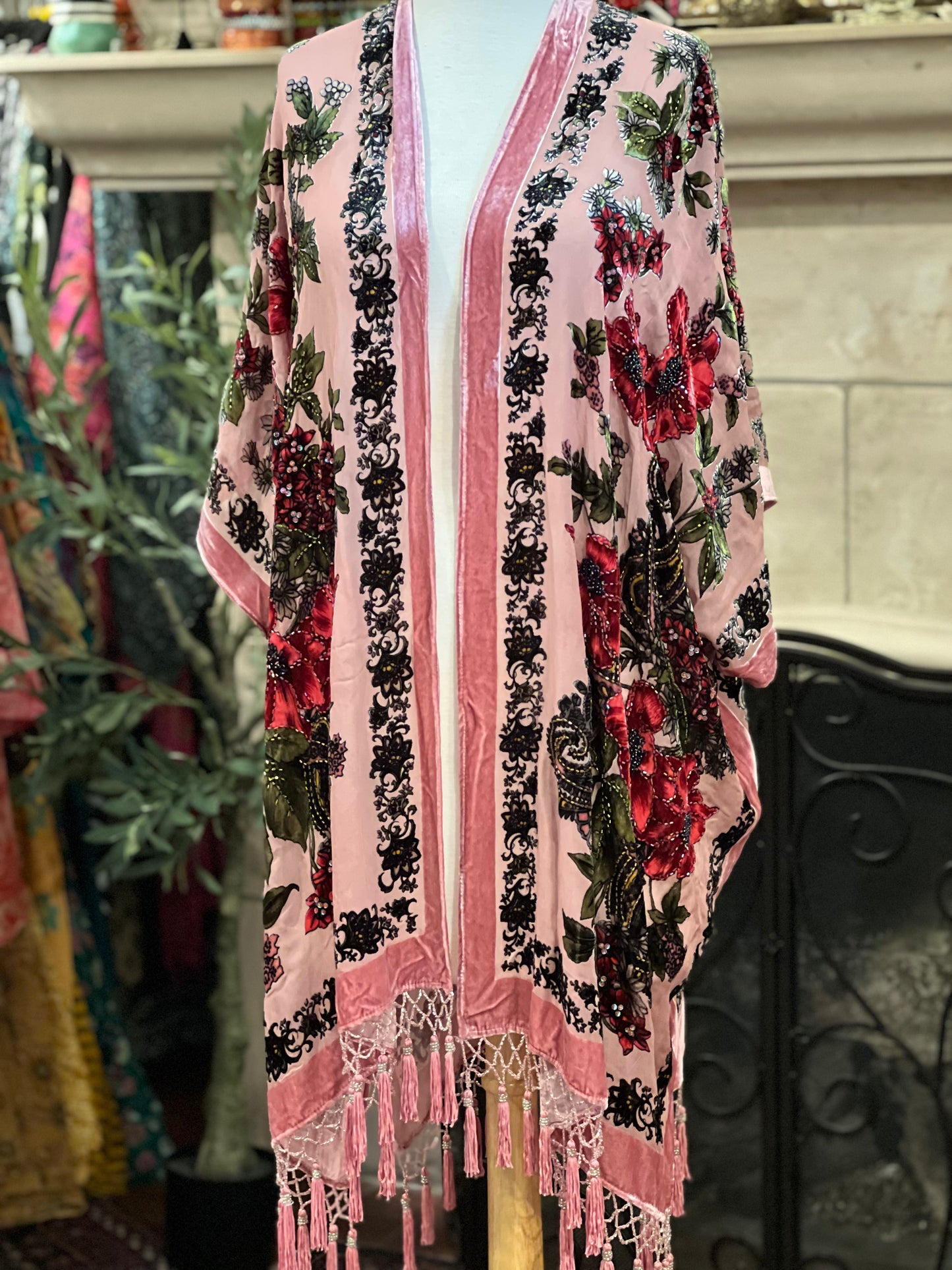 Burnout Velvet Duster in Blushing Garden