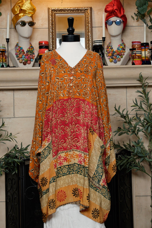 Split Tunic in Amber Flower – Chateau Bel Age Boutique